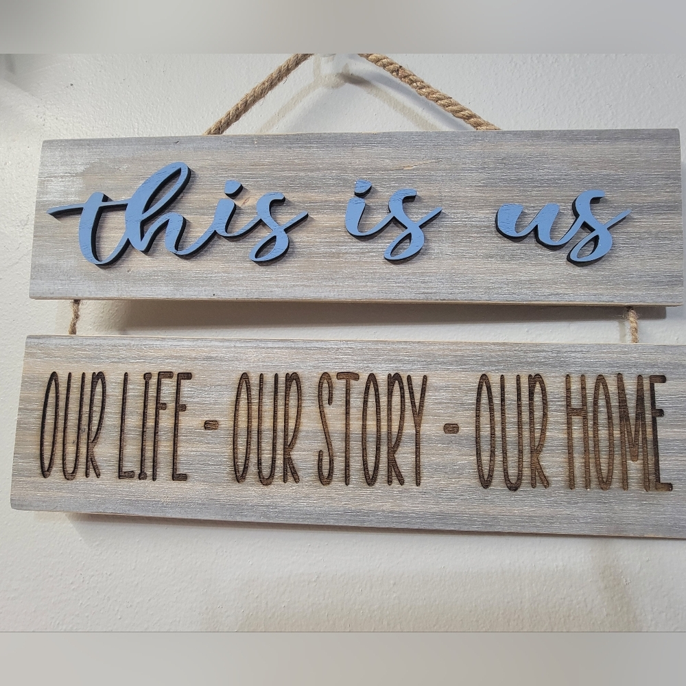 Rustic Wall Decor Sign - Blue and Brown
